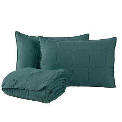 Kit Cobre Leito Colcha Speciale Queen Matelado Toque Acetinado 400 Fios 3 Peças Verde - 100% Poliéster
