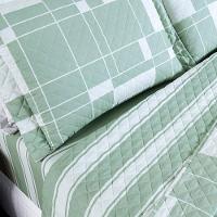 Kit Cobre Leito Colcha Belle Queen Estampado Dupla Face 400 Fios 3 Peças Quadriculado Verde - 2