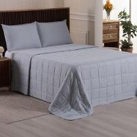 Kit Cobre Leito Colcha Speciale Queen Matelado Toque Acetinado 400 Fios 3 Peças Cinza - 100% Poliéster