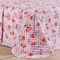 Kit Cobre Leito Colcha Belle King Estampado Dupla Face 400 Fios 3 Peças Floral Rosê - 4
