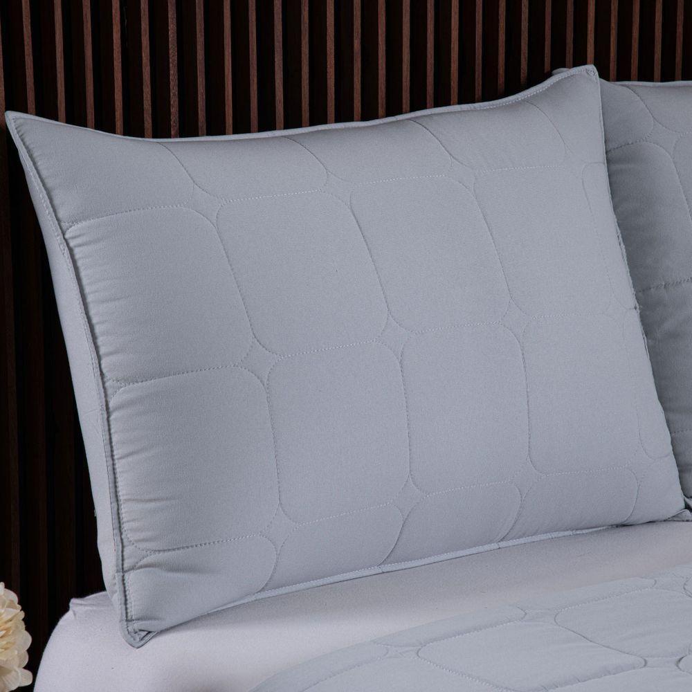 Kit Cobre Leito Colcha Speciale Casal Matelado Toque Acetinado 400 Fios 3 Peças Cinza - 100% Poliéster - 5