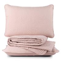 Kit Cobre Leito Colcha Harmony King 3 Peças Matelado Micropercal 200 Fios - Sal Rosa - 100% Poliéster - 1