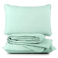 Kit Cobre Leito Colcha Harmony Casal 3 Peças Matelado Micropercal 200 Fios - Verde Suave - 100% Poliéster - 1