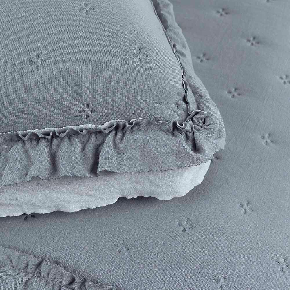 Kit Cobre Leito Colcha Lilian Queen 3 Peças Matelado Dupla Face Micropercal 200 Fios - Cinza - 100% Poliéster - 5