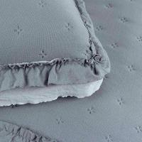 Kit Cobre Leito Colcha Lilian Queen 3 Peças Matelado Dupla Face Micropercal 200 Fios - Cinza - 100% Poliéster - 5