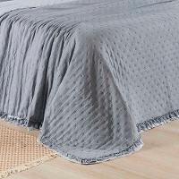 Kit Cobre Leito Colcha Lilian Queen 3 Peças Matelado Dupla Face Micropercal 200 Fios - Cinza - 100% Poliéster - 6