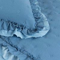 Kit Cobre Leito Colcha Lilian Queen 3 Peças Matelado Dupla Face Micropercal 200 Fios - Azul - 100% Poliéster - 6