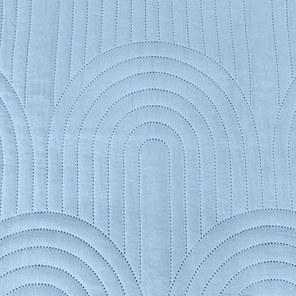 Kit Cobre Leito Colcha Harmony Queen 3 Peças Matelado Micropercal 200 Fios - Azul - 100% Poliéster - 4