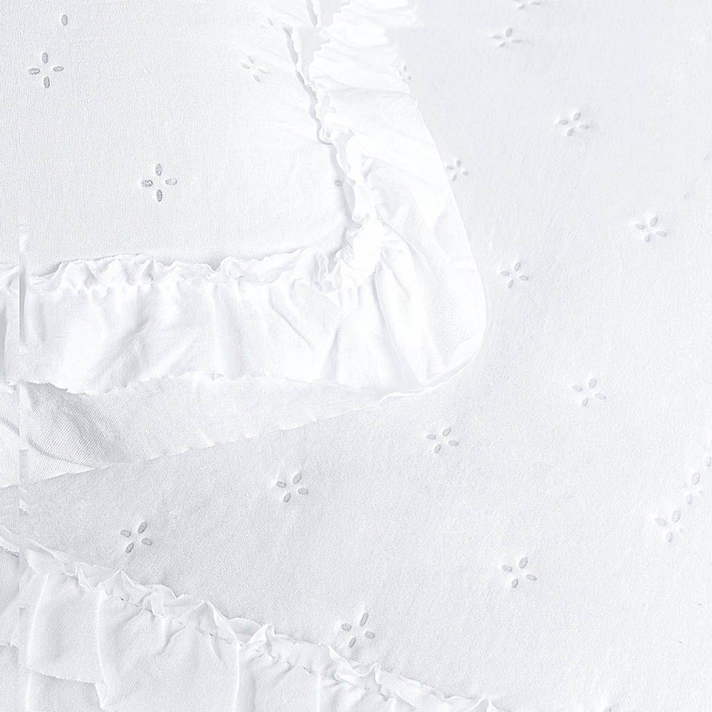 Kit Cobre Leito Colcha Lilian Casal 3 Peças Matelado Dupla Face Micropercal 200 Fios - Branco - 100% Poliéster - 6