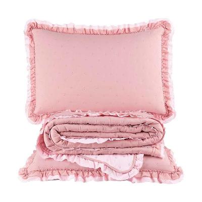 Kit Cobre Leito Colcha Lilian Queen 3 Peças Matelado Dupla Face Micropercal 200 Fios - Rosa - 100% Poliéster