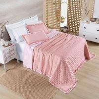 Kit Cobre Leito Colcha Lilian Queen 3 Peças Matelado Dupla Face Micropercal 200 Fios - Rosa - 100% Poliéster - 3
