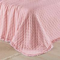 Kit Cobre Leito Colcha Lilian Queen 3 Peças Matelado Dupla Face Micropercal 200 Fios - Rosa - 100% Poliéster - 6
