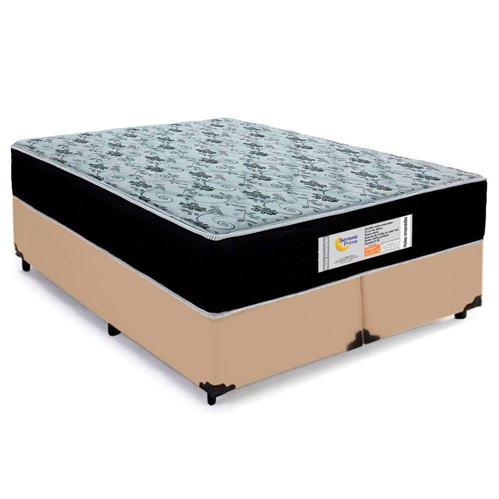 Cama Box Queen Bipartido Sintético + Colchão Molas Ensacadas Sereneprime Sonnolux 158x198x65 Bege - 1