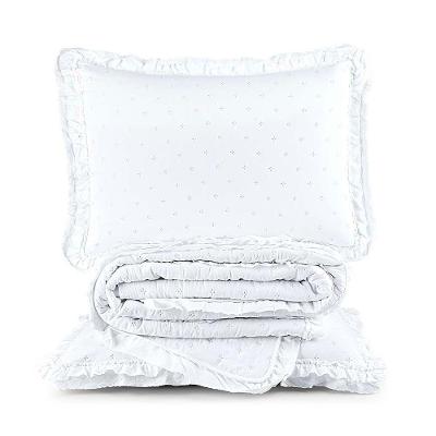 Kit Cobre Leito Colcha Lilian King 3 Peças Matelado Dupla Face Micropercal 200 Fios - Branco - 100% Poliéster