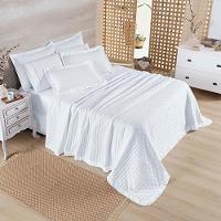 Kit Cobre Leito Colcha Lilian King 3 Peças Matelado Dupla Face Micropercal 200 Fios - Branco - 100% Poliéster - 6