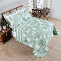 Kit Cobre Leito Colcha Benim King 3 Peças Dupla Face Micropercal 400 Fios - Adria Verde - 100% Poliéster - 1