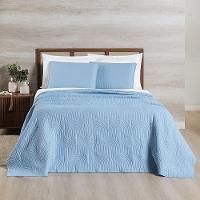 Kit Cobre Leito Colcha Harmony King 3 Peças Matelado Micropercal 200 Fios - Azul - 100% Poliéster - 2