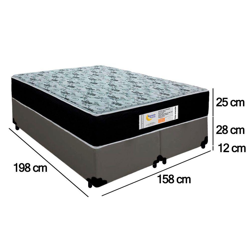 Cama Box Queen Bipartido Sintético + Colchão Molas Ensacadas Sereneprime Sonnolux 158x198x65 Cinza - 4