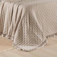 Kit Cobre Leito Colcha Lilian Casal 3 Peças Matelado Dupla Face Micropercal 200 Fios - Cáqui - 100% Poliéster - 6