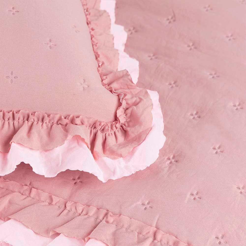 Kit Cobre Leito Colcha Lilian King 3 Peças Matelado Dupla Face Micropercal 200 Fios - Rosa - 100% Poliéster - 5