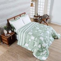 Edredom Cobertor Belle Queen 400 Fios Dupla Face Estampado Quadriculado Verde - 1
