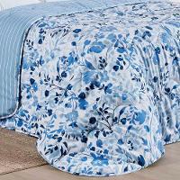 Edredom Cobertor Belle Super King 400 Fios Dupla Face Estampado Florido Azul - 3