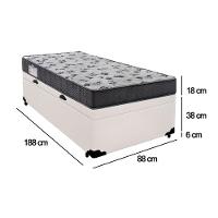 Cama Box Baú Solteiro Sintético + Colchão De Espuma D33 - Sereneprime - 88cm Branco - 2