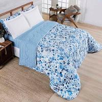 Edredom Benim Queen 01 Peça Micropercal 400 Fios Dupla Face Estampado - Loli Azul Floral - 100% Poliéster - 1