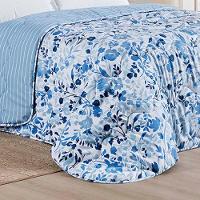 Edredom Benim Queen 01 Peça Micropercal 400 Fios Dupla Face Estampado - Loli Azul Floral - 100% Poliéster - 3