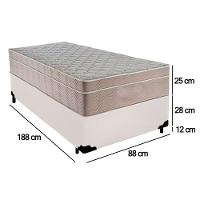 Cama Box Solteiro Sintético + Colchão De Molas Ensacadas - Sereneprime - 88cm Branco