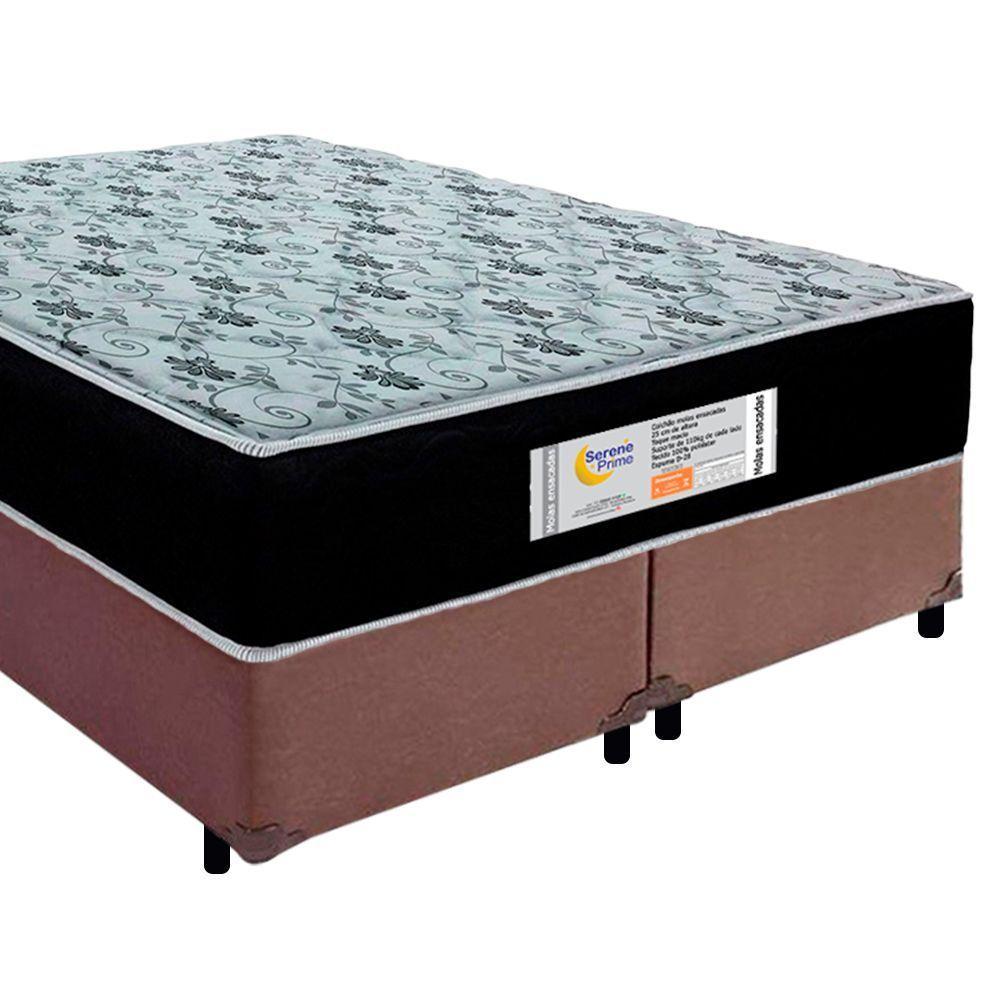 Cama Box Queen Bipartido Sintético + Colchão Molas Ensacadas Sereneprime Sonnolux 158x198x65 Marrom - 8
