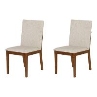 Conjunto 2 Cadeiras De Jantar Sofia Elegante Madeira Jequitibá Nozes Bege - 1