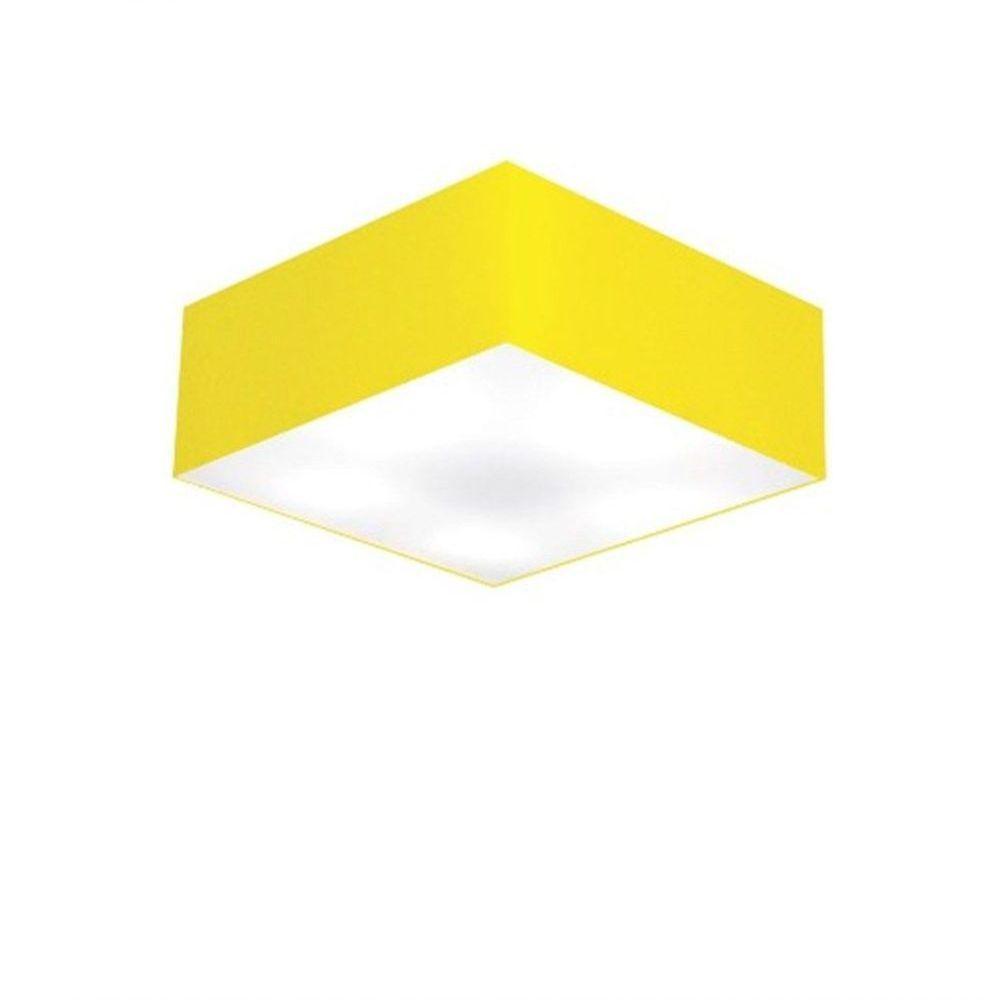 Plafon Quadrado Vivare Md-3001 Cúpula Em Tecido 12/35x35cm - Bivolt Amarelo 127/220v - 1
