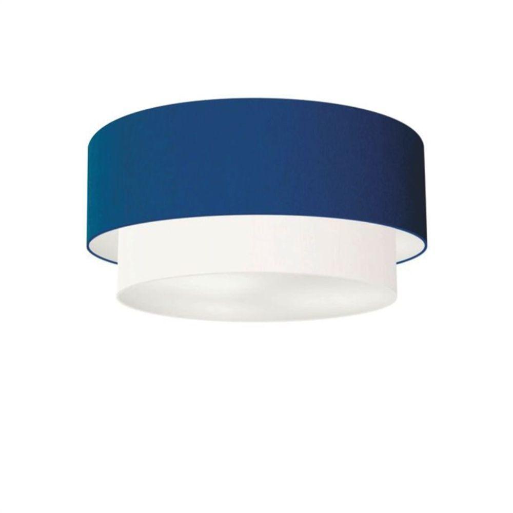 Plafon Duplo Cilíndrico Vivare Md-3017 Cúpula Tecido 50x40cm - Bivolt Azul-marinho-branco 127/220v - 1