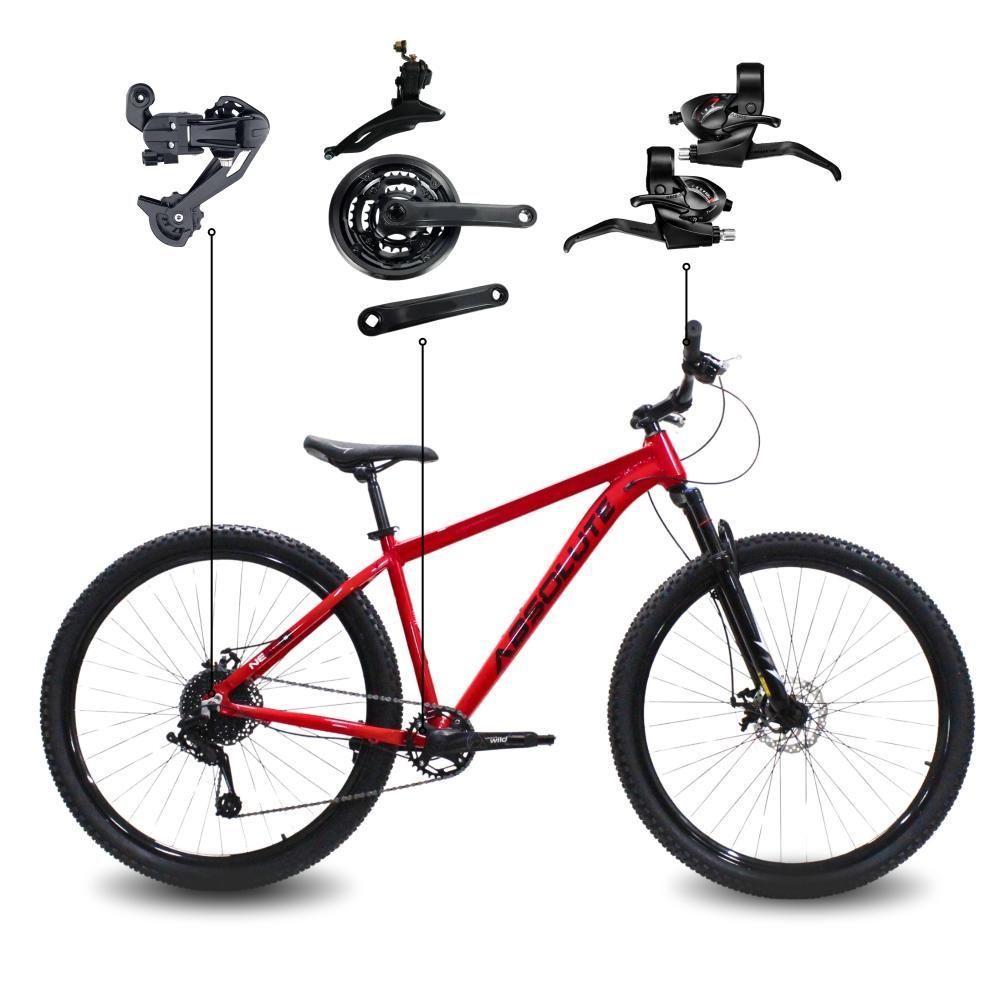 Bicicleta Aro 29 Absolute 21 Marchas Quadro Alumínio Freio A Disco Mtb - Vermelho - 19 Vermelho - 1