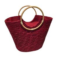 Bolsa Grande Cesta Alça Madeira Artesanal Praia Piscina Vinho - 1