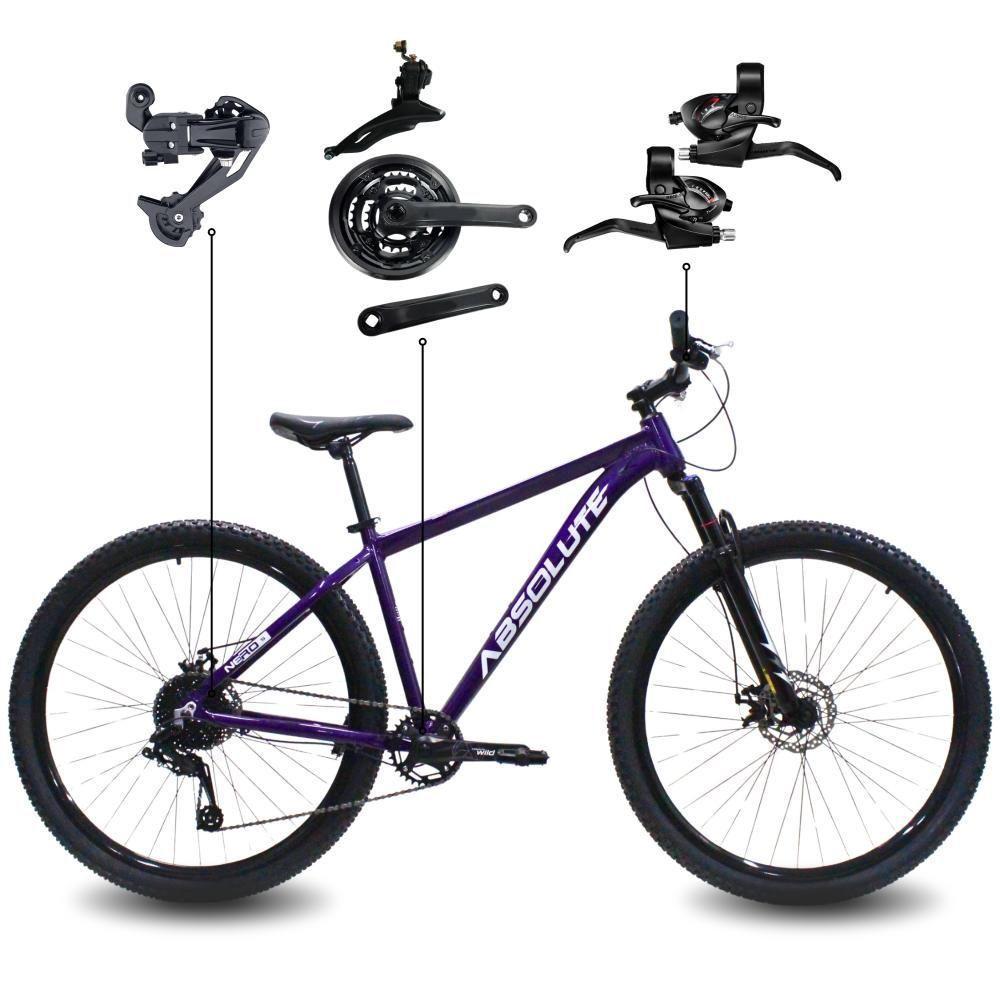 Bicicleta Aro 29 Absolute 21 Marchas Quadro Alumínio Freio A Disco Mtb - Roxo - 19 Roxo - 1