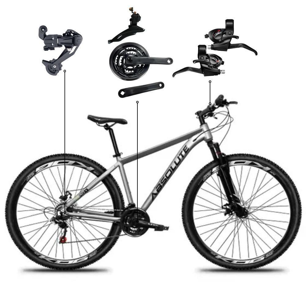 Bicicleta Aro 29 Absolute 21 Marchas Quadro Alumínio Freio A Disco Mtb - Cinza - 19 Cinza - 1