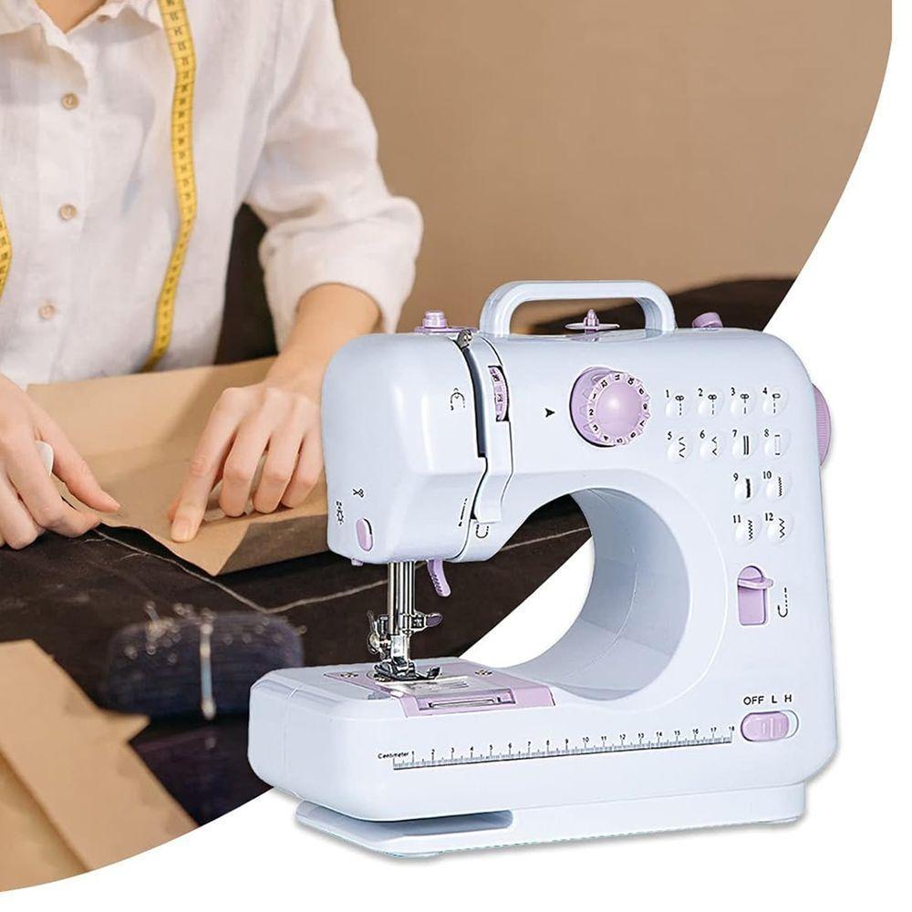 Mini Máquina De Costura 12 Pontos Portátil Tomada Pilha Branco - 2