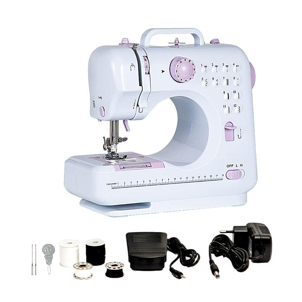 Mini Máquina De Costura 12 Pontos Portátil Tomada Pilha Branco - 3