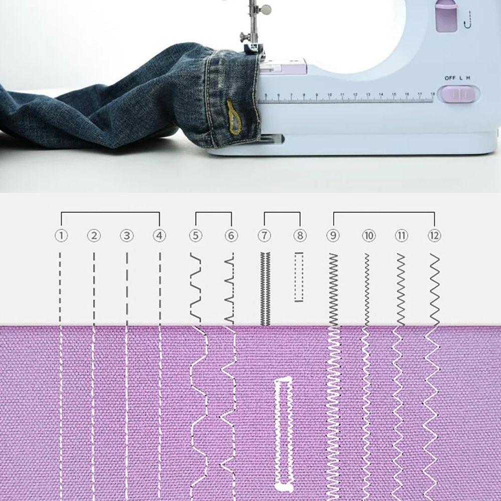 Mini Máquina De Costura 12 Pontos Portátil Tomada Pilha Branco - 4