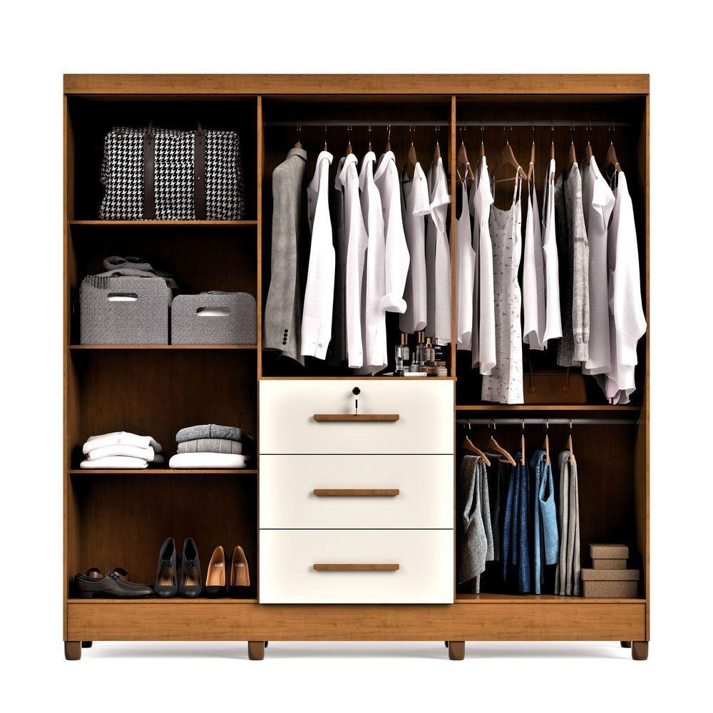 Guarda-roupa Casal 6 Portas 3 Gavetas Com Chave Mumbai Mdp Nature/off White - 5