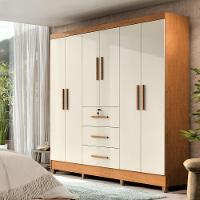Guarda-roupa Casal 6 Portas 3 Gavetas Com Chave Mumbai Mdp Nature/off White - 1