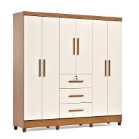 Guarda-roupa Casal 6 Portas 3 Gavetas Com Chave Mumbai Mdp Nature/off White