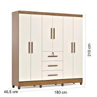 Guarda-roupa Casal 6 Portas 3 Gavetas Com Chave Mumbai Mdp Nature/off White - 6