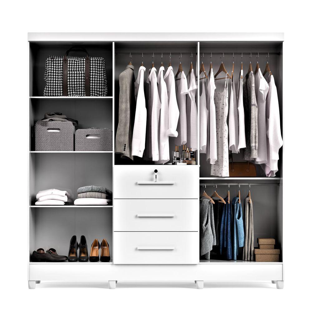 Guarda-roupa Casal 6 Portas 3 Gavetas Com Chave Mumbai Mdp Branco - 5
