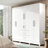Guarda-roupa Casal 6 Portas 3 Gavetas Com Chave Mumbai Mdp Branco - 1