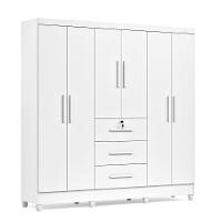 Guarda-roupa Casal 6 Portas 3 Gavetas Com Chave Mumbai Mdp Branco