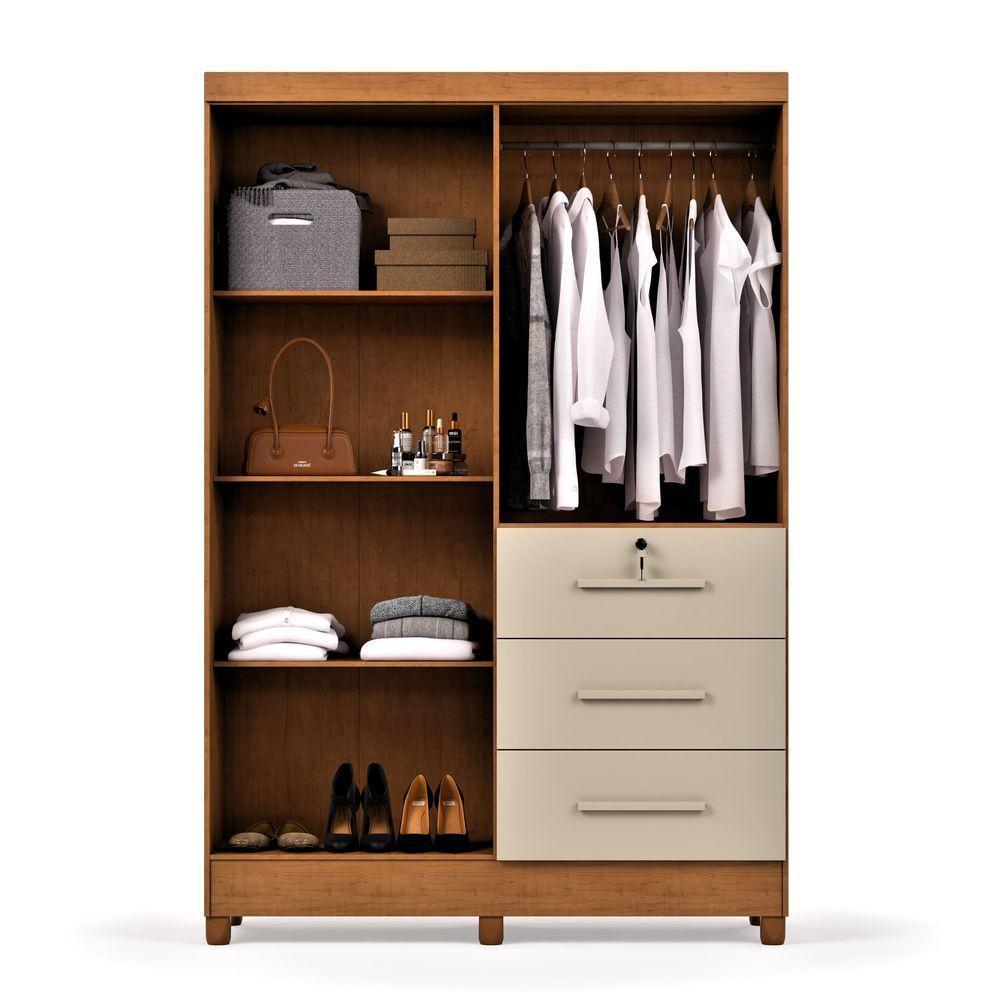Guarda-roupa Casal 4 Portas 3 Gavetas Com Chave Mumbai Mdp Nature/off White - 5