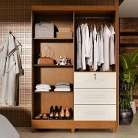 Guarda-roupa Casal 4 Portas 3 Gavetas Com Chave Mumbai Mdp Nature/off White - 2